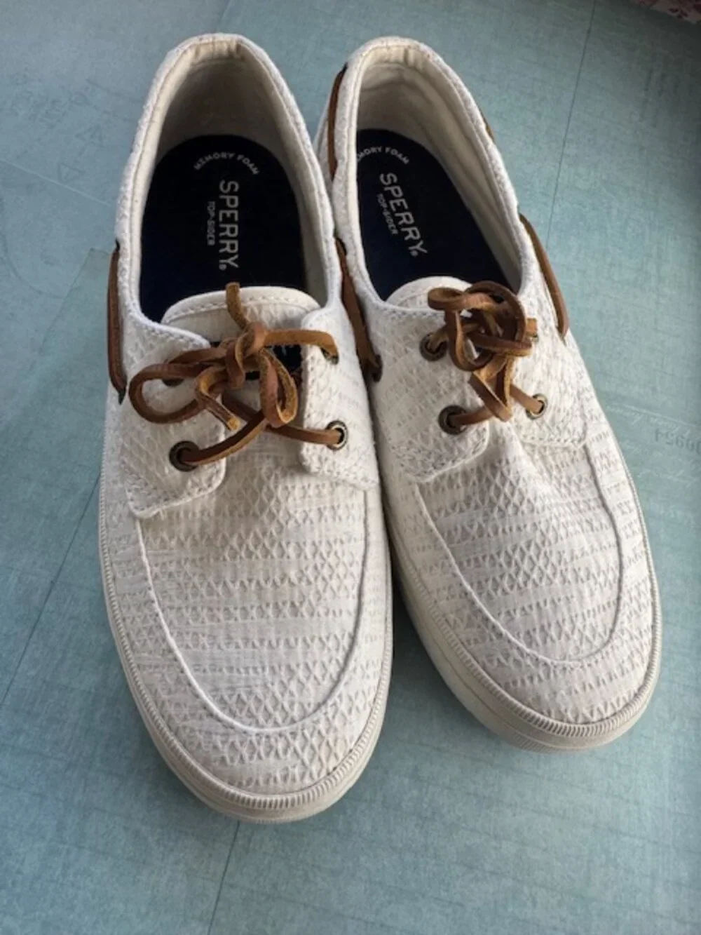 SPERRY Top-Sider White Textured Boat Shoes w/Memory Foam -NEW! Women’s Sz 8